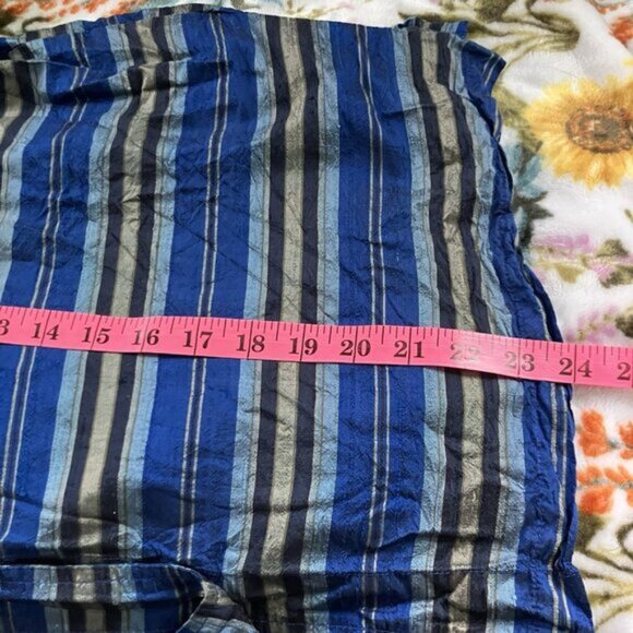 Vintage JM Collection Shirt Womens XL Striped Blue Silk Button Up - Picture 5 of 5